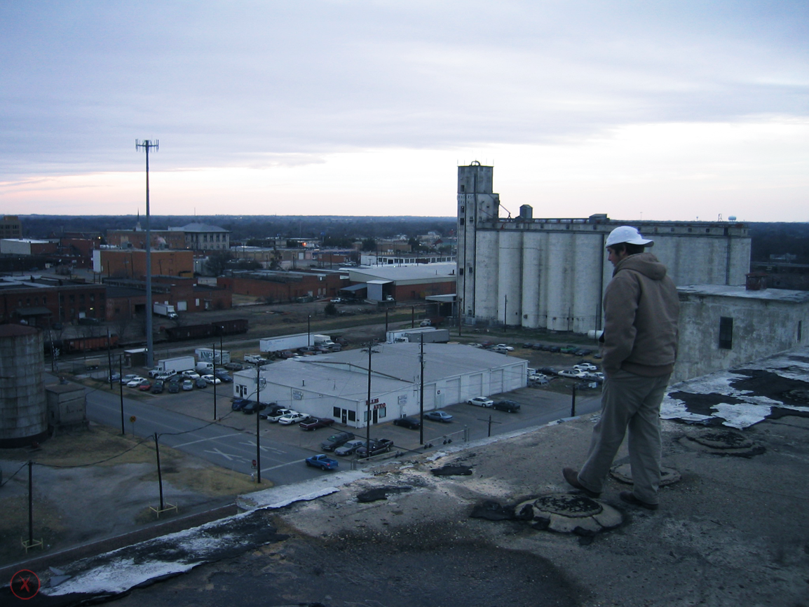 Ty on the roof of the factory